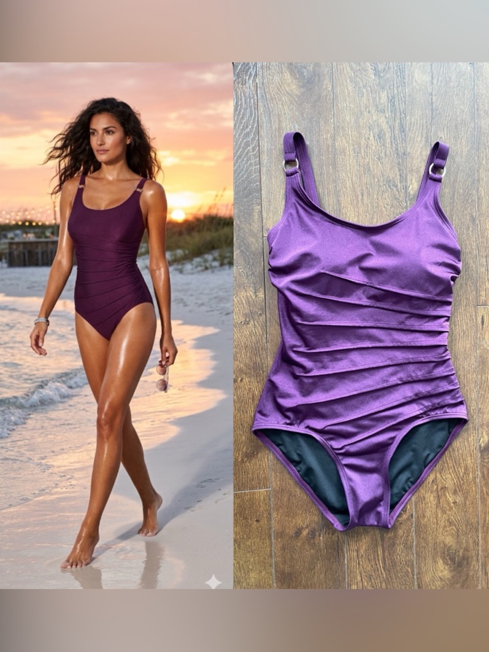 New Calvin Klein Side Ruched One Piece Bathing Swimsuit. Size 8. Flattering!
